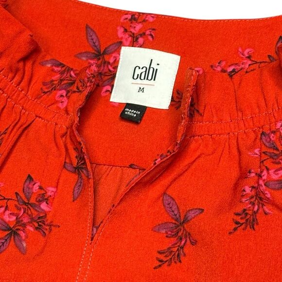 CABI Women’s Red Floral Sprig Sleeveless Blouse Size Medium Style #5222 - Picture 4 of 6